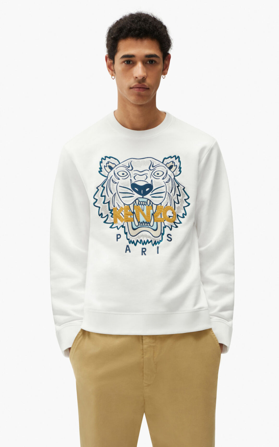 Sweatshirt Kenzo Tiger Masculino - Branco | 243WYDUOC